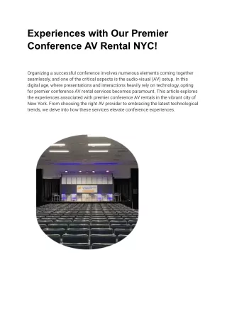 Experiences with Our Premier Conference AV Rental NYC