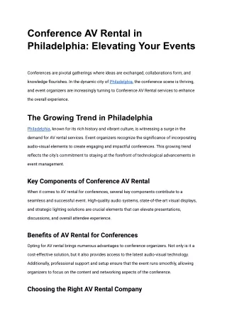 Conference AV Rental in Philadelphia_ Elevating Your Events