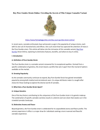 buy pure gumbo strain online unveiling