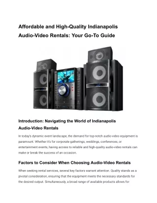 2.Indianapolis Audio-Video Rentals
