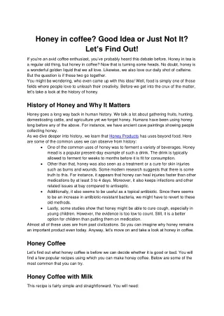 honey in coffee good idea or just