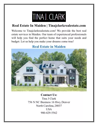 Real Estate In Maiden | Tinajclarkrealestate.com