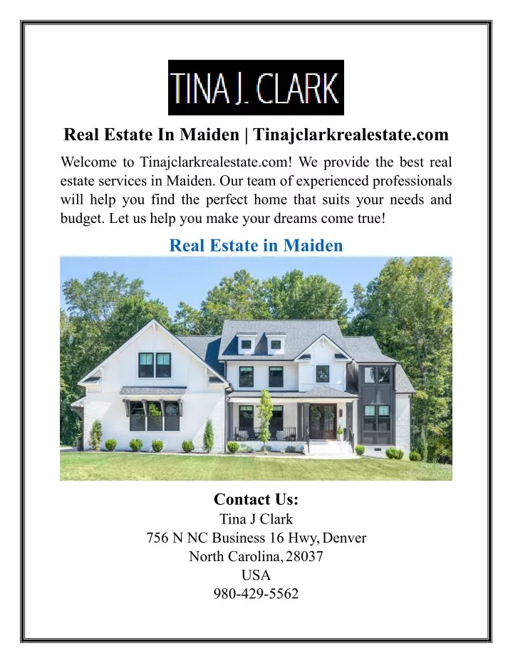 real estate in maiden tinajclarkrealestate com