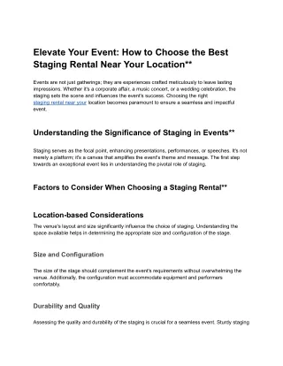 elevate your event how to choose the best staging