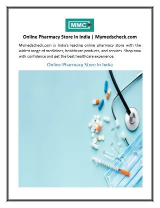 Online Pharmacy Store In India  Mymedscheck