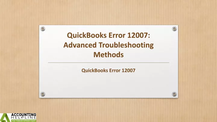 quickbooks error 12007 advanced troubleshooting methods