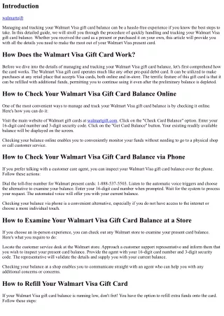 How to Quickly Handle and Track Your Walmart Visa Gift Card Balance
