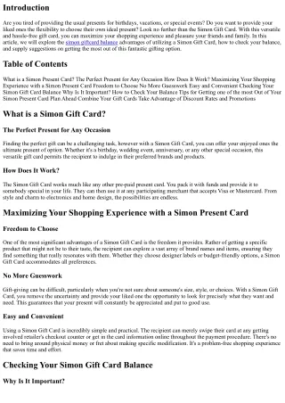 Maximizing Your Shopping Experience with a Simon Gift Card