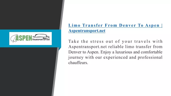 limo transfer from denver to aspen aspentransport