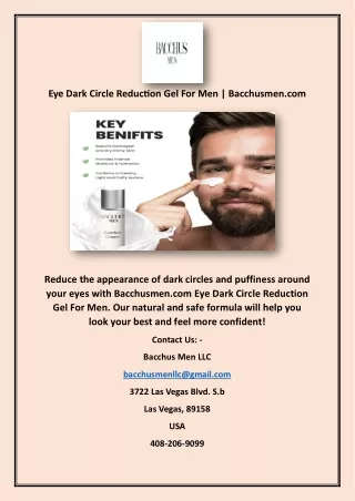 Eye Dark Circle Reduction Gel For Men | Bacchusmen.com
