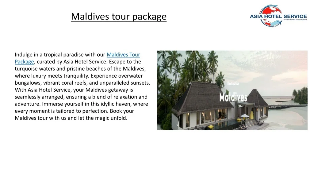 PPT - Maldives tour package PowerPoint Presentation, free download - ID ...