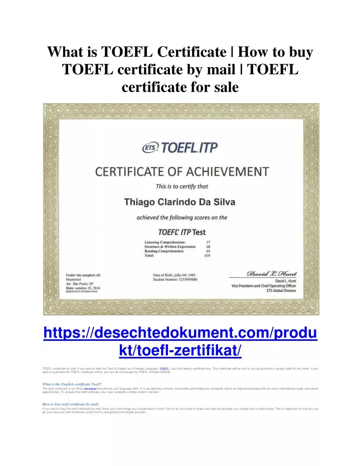 what is toefl certificate how to buy toefl