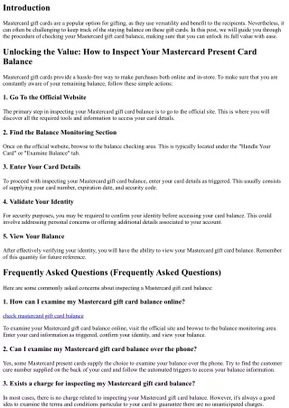 Opening the Value: How to Inspect Your Mastercard Gift Card Balance