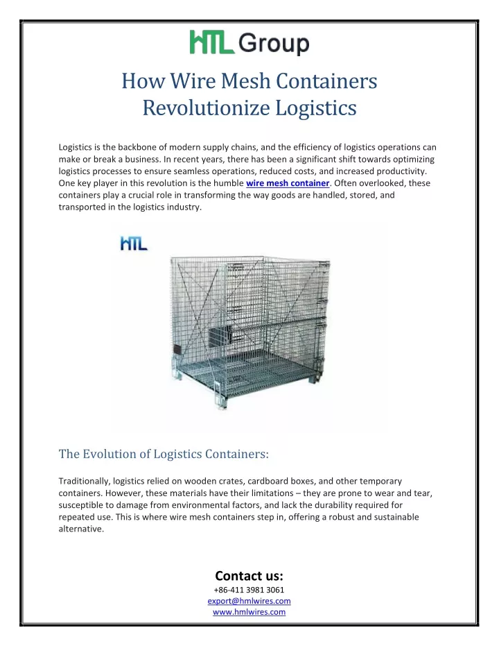 how wire mesh containers revolutionize logistics