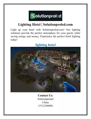 Lighting Hotel | Solutionproled.com