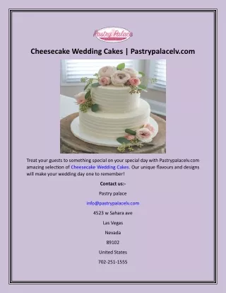 Cheesecake Wedding Cakes  Pastrypalacelv
