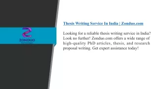 Thesis Writing Service In India  Zonduo.com