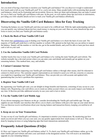 Releasing the Full Prospective of Your Vanilla Gift Card Balance
