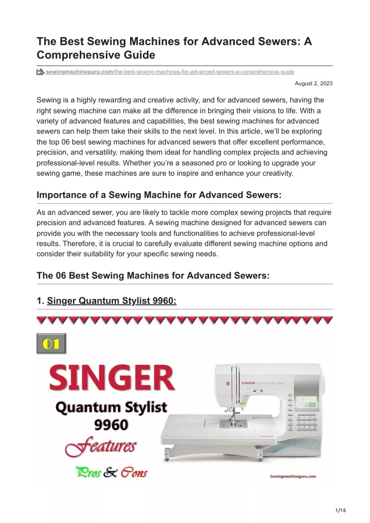 the best sewing machines for advanced sewers