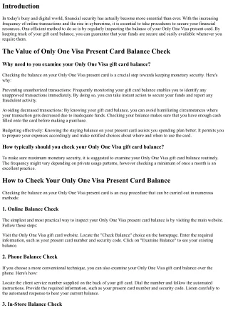 Only One Visa Gift Card Balance Inspect: Your Key to Financial Security