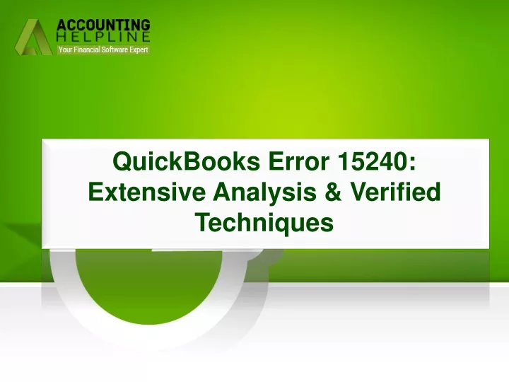 quickbooks error 15240 extensive analysis verified techniques