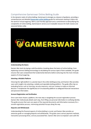 Comprehensive Gamerswar Online Betting Guide