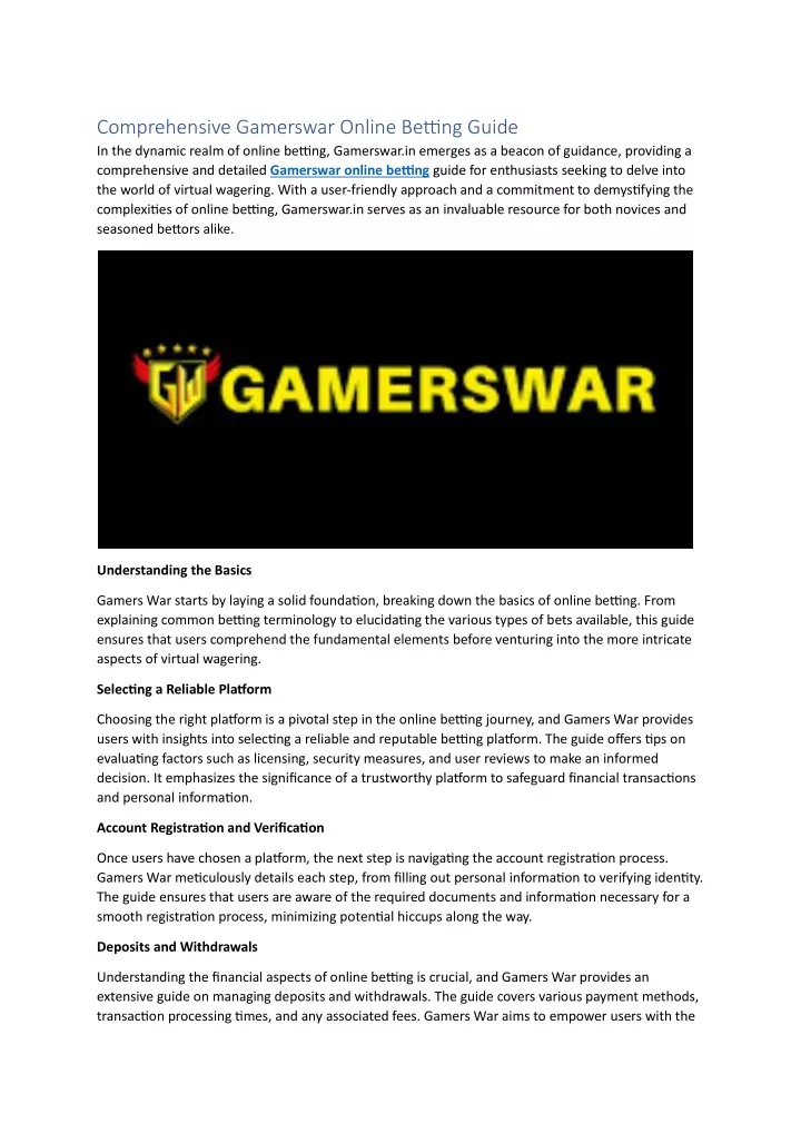 comprehensive gamerswar online betting guide