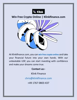 Win Free Crypto Online Klinkfinance