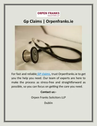 Gp Claims Orpenfranks.ie