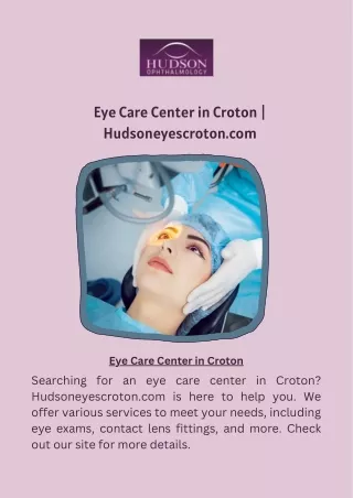 Eye Care Center in Croton  Hudsoneyescroton.com