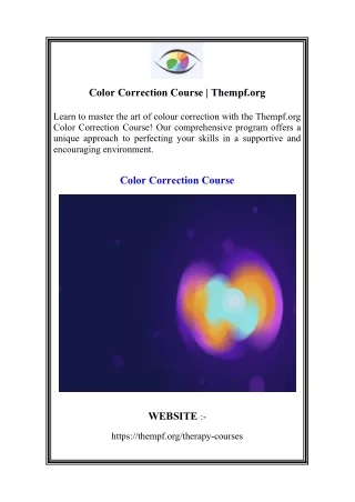 Color Correction Course  Thempf.org