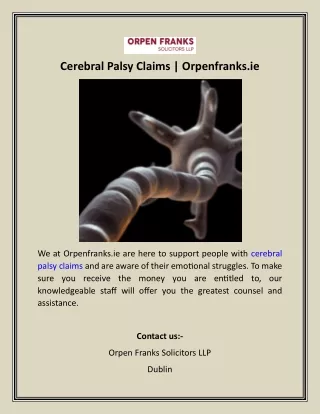 Cerebral Palsy Claims Orpenfranks.ie
