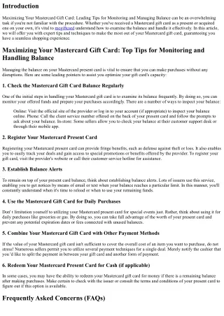 Maximizing Your Mastercard Present Card: Leading Tips for Monitoring and Managin