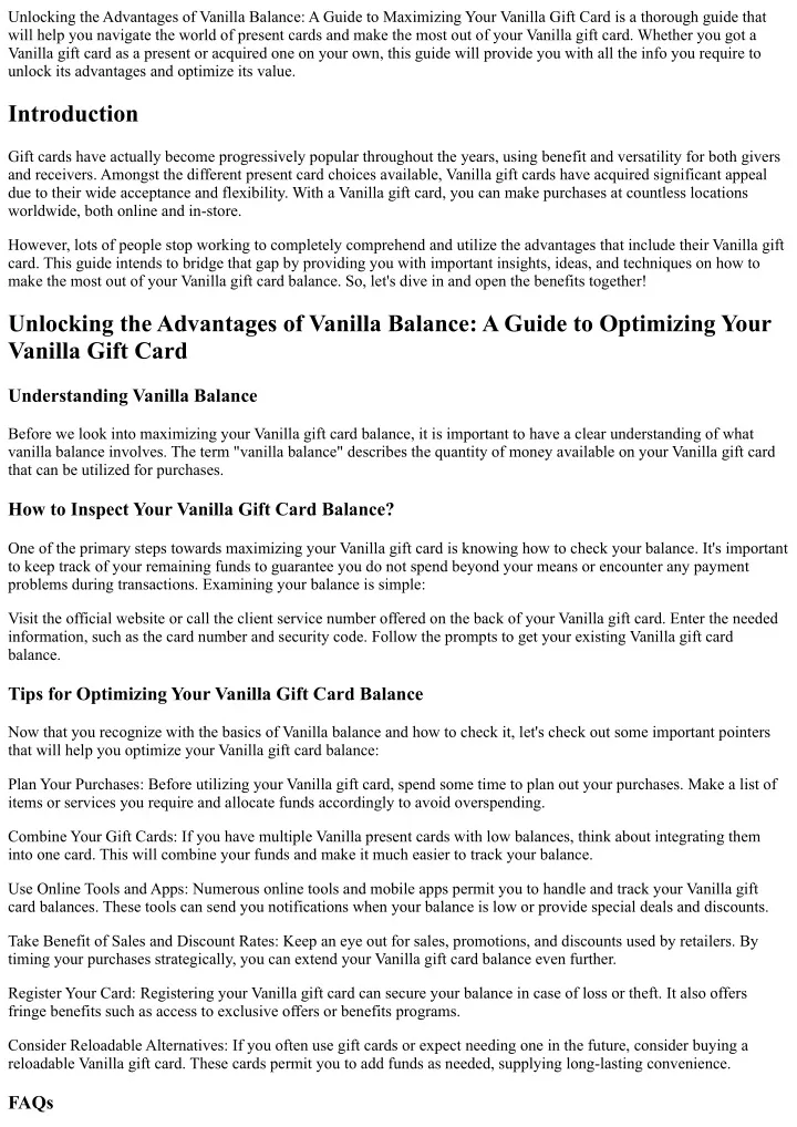 How To Check Vanilla Gift Card Balance: A Simple Guide for Managing Your  Funds - Nosh