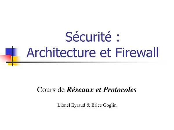 s curit architecture et firewall