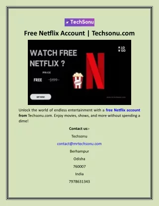 Free Netflix Account Techsonu