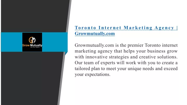 toronto internet marketing agency growmutually com