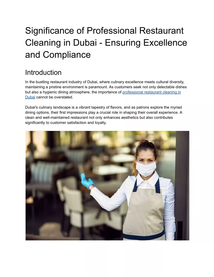 significance of professional restaurant cleaning