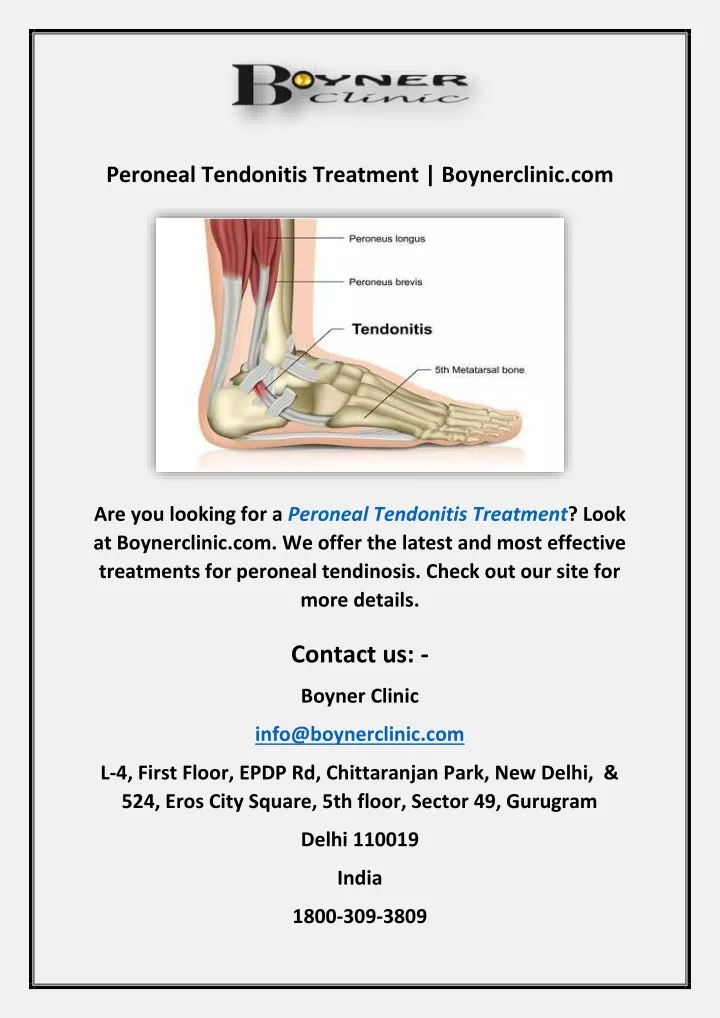 peroneal tendonitis treatment boynerclinic com