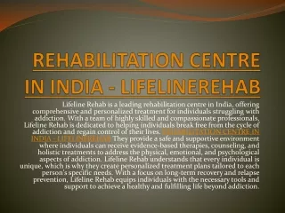 ADDICTION TREATMENT CENTRE IN INDIA - LIFELINEREHAB