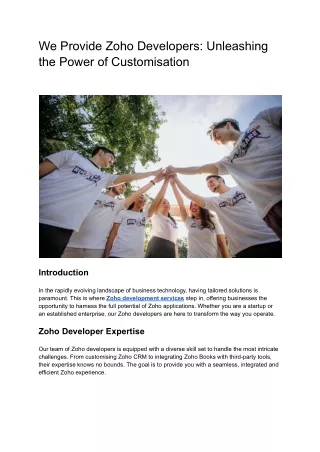 we provide zoho developers unleashing the power
