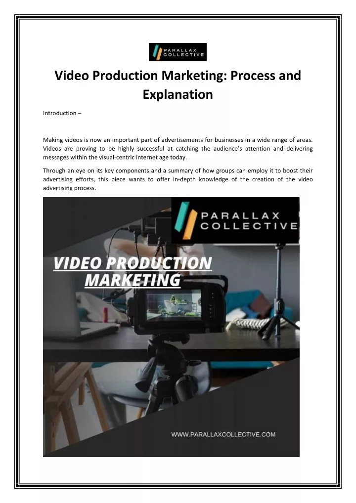 video production marketing process and explanation