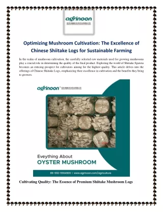 Optimizing Mushroom Cultivation The Excellence of Chinese Shiitake Logs for Sustainable Farming