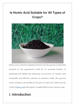 Is Humic Acid Suitable for All Types of Crops?