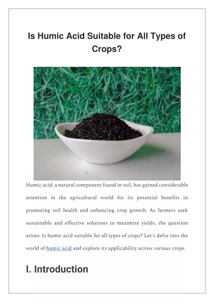 is humic acid suitable for all types of crops