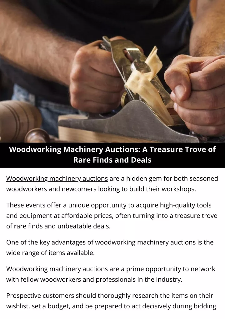 woodworking machinery auctions a treasure trove