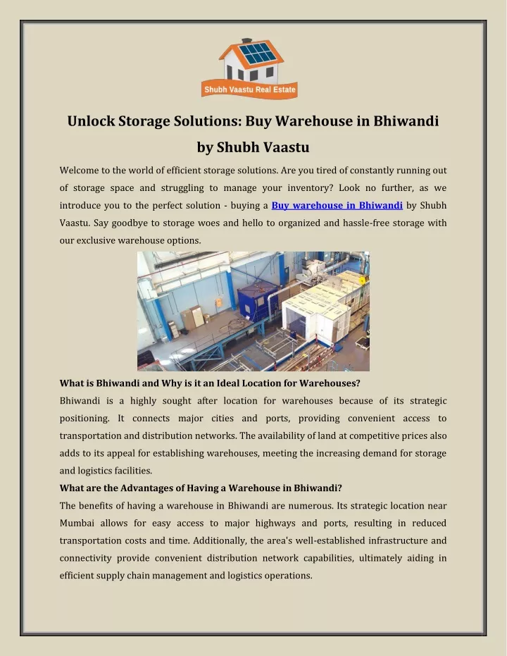 unlock storage solutions buy warehouse in bhiwandi