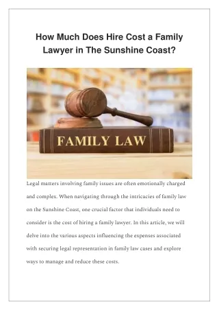 How Much Does Hire Cost a Family Lawyer in The Sunshine Coast?