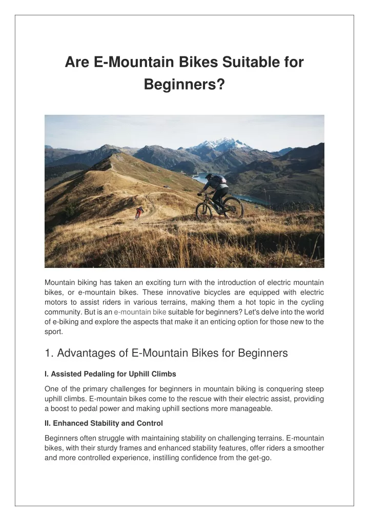 are e mountain bikes suitable for beginners