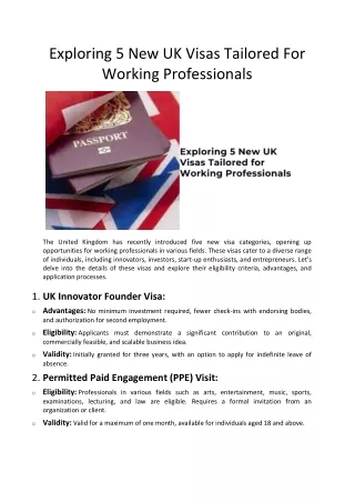 Exploring 5 New UK Visas Tailored For Working Professionals